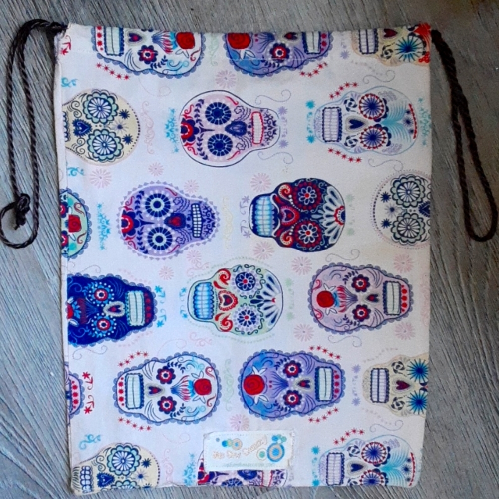 Sugar Skulls Organic Cotton Drawstring Bag